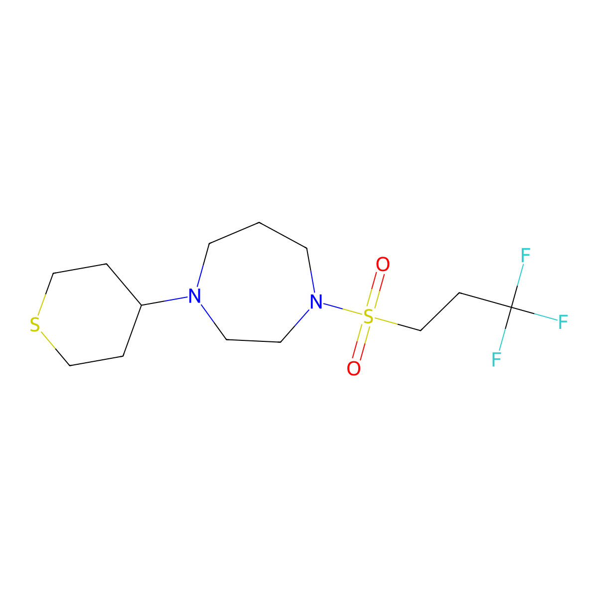 1-(Thian-4-yl)-4-(3,3,3-trifluoropropanesulfonyl)-1,4-diazepane molecular structure, CAS 2309554-74-1