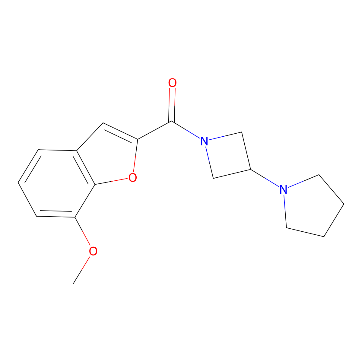 1-[1-(7-Methoxy-1-benzofuran-2-carbonyl)azetidin-3-yl]pyrrolidine molecular structure, CAS 2309554-80-9
