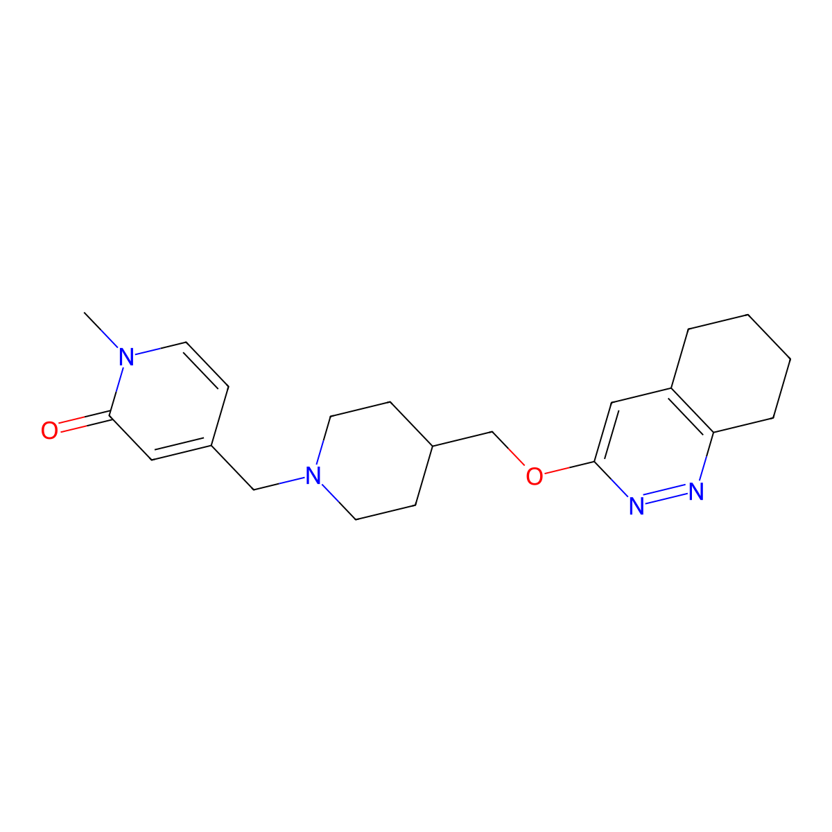 1-Methyl-4-({4-[(5,6,7,8-tetrahydrocinnolin-3-yloxy)methyl]piperidin-1-yl}methyl)-1,2-dihydropyridin-2-one molecular structure, CAS 2309554-89-8