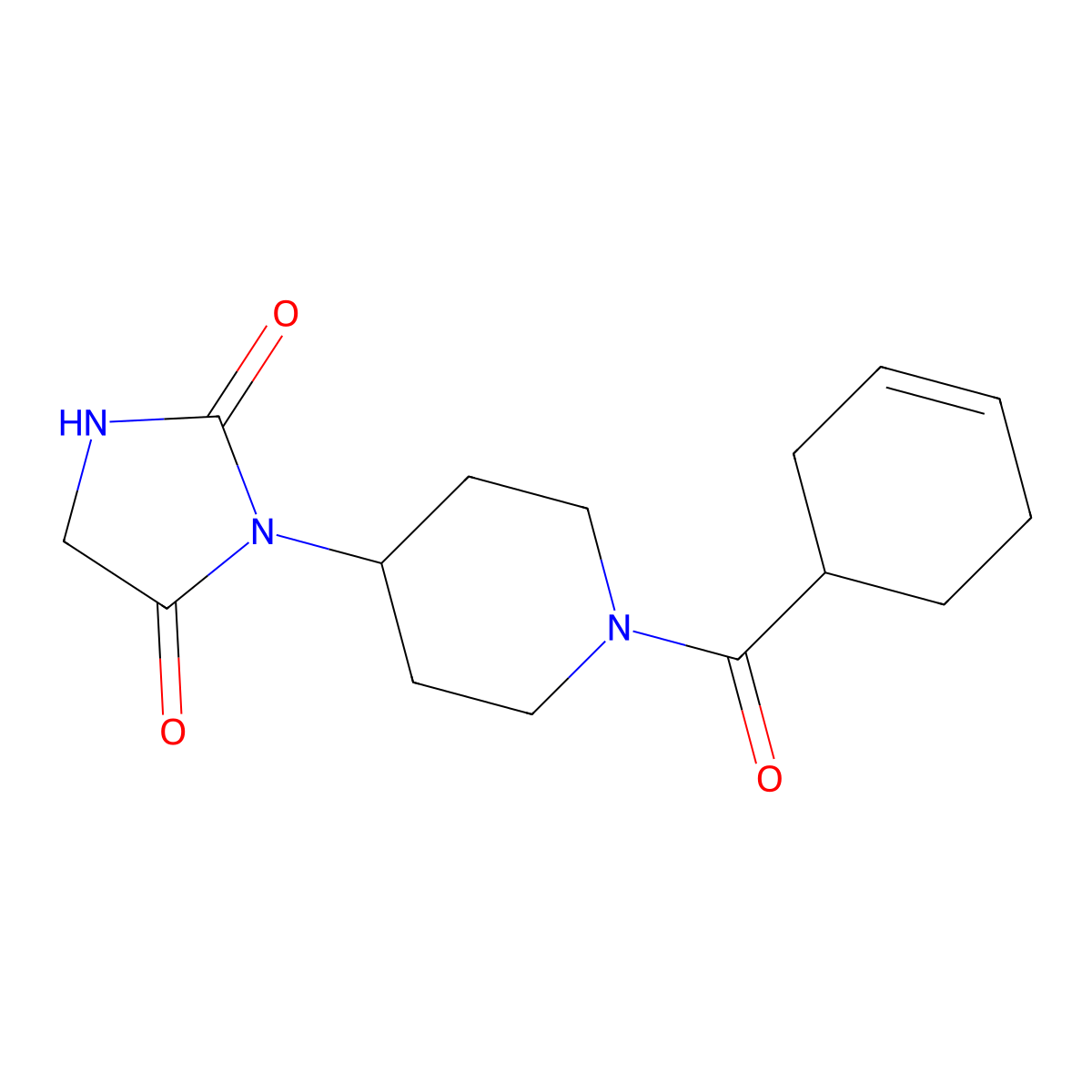 3-[1-(Cyclohex-3-ene-1-carbonyl)piperidin-4-yl]imidazolidine-2,4-dione molecular structure, CAS 2309554-99-0