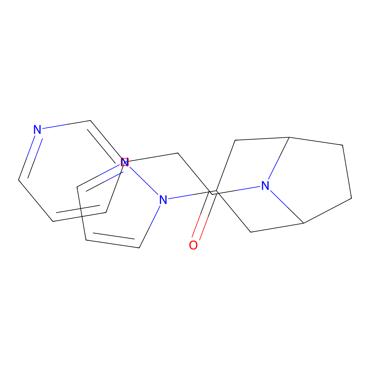 1-[3-(1H-pyrazol-1-yl)-8-azabicyclo[3.2.1]octan-8-yl]-2-(pyridin-3-yl)ethan-1-one molecular structure, CAS 2309555-05-1