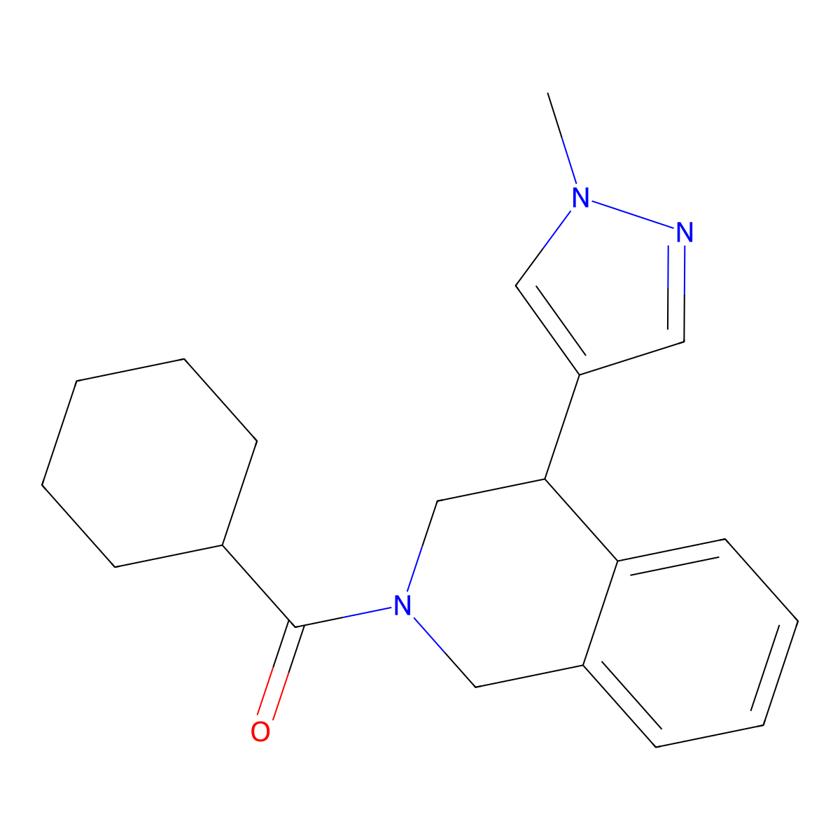 cyclohexyl(4-(1-methyl-1H-pyrazol-4-yl)-3,4-dihydroisoquinolin-2(1H)-yl)methanone molecular structure, CAS 2309555-17-5