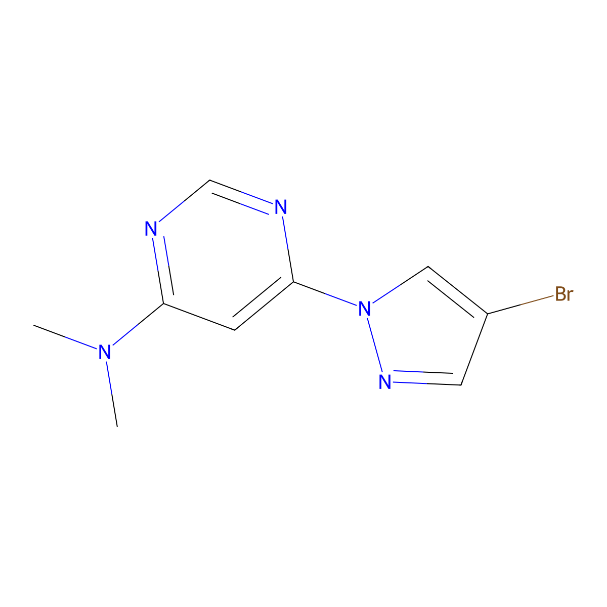 6-(4-bromo-1H-pyrazol-1-yl)-N,N-dimethylpyrimidin-4-amine molecular structure, CAS 2309555-30-2