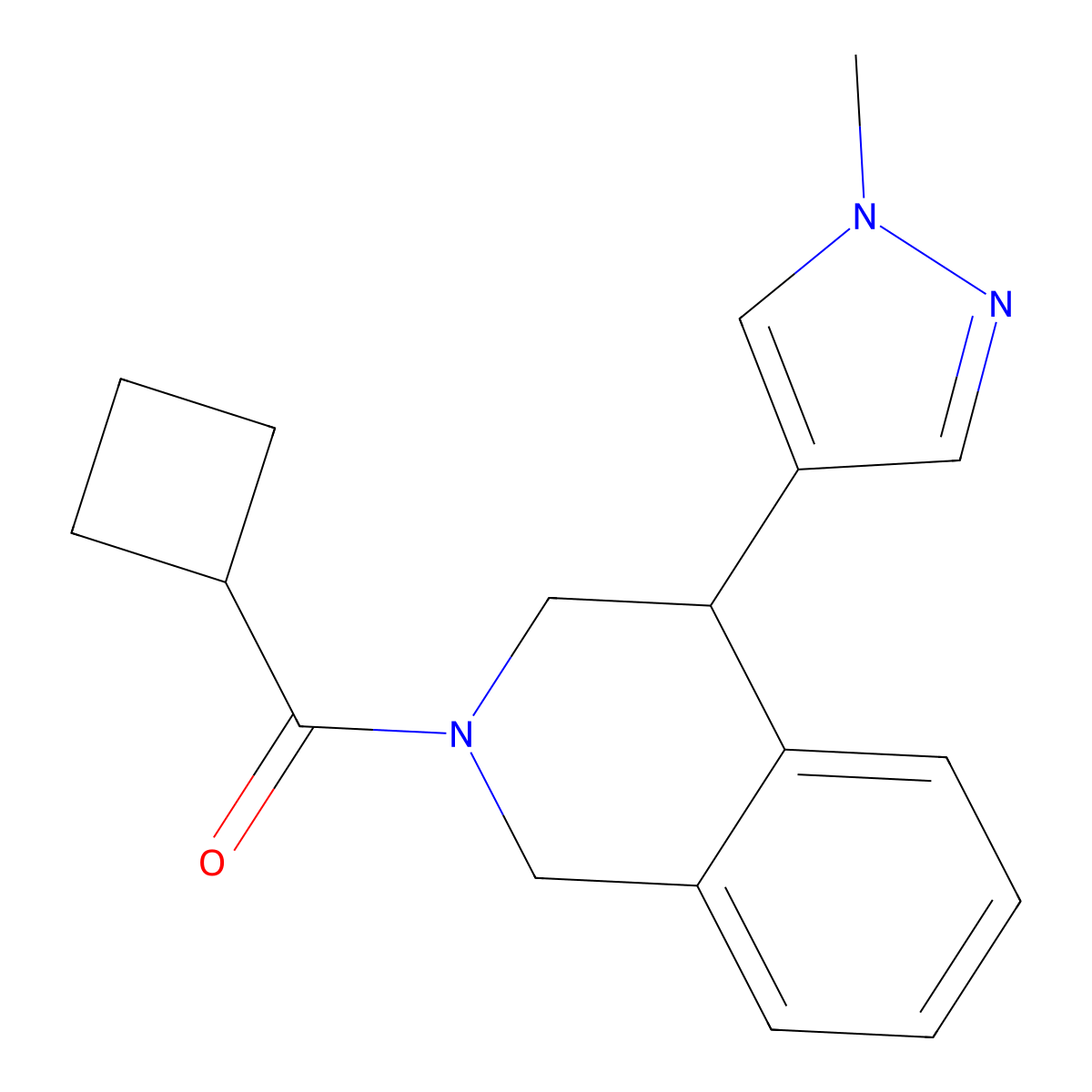 cyclobutyl(4-(1-methyl-1H-pyrazol-4-yl)-3,4-dihydroisoquinolin-2(1H)-yl)methanone molecular structure, CAS 2309555-36-8