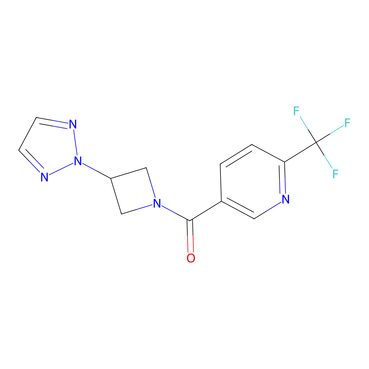 5-[3-(2H-1,2,3-triazol-2-yl)azetidine-1-carbonyl]-2-(trifluoromethyl)pyridine molecular structure, CAS 2309555-42-6