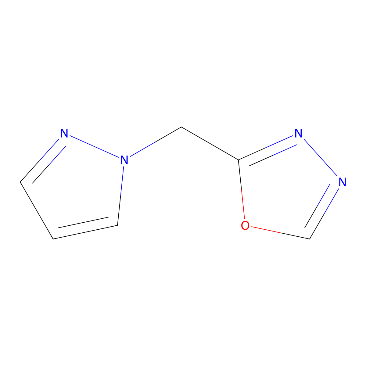 2-[(1H-pyrazol-1-yl)methyl]-1,3,4-oxadiazole molecular structure, CAS 2309555-51-7