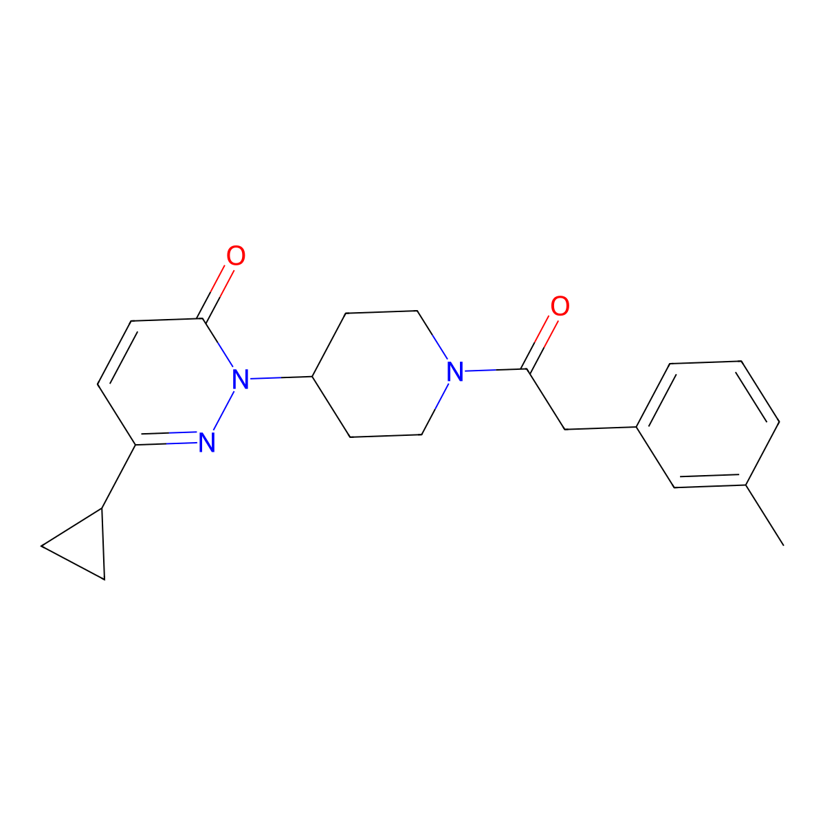 6-Cyclopropyl-2-{1-[2-(3-methylphenyl)acetyl]piperidin-4-yl}-2,3-dihydropyridazin-3-one molecular structure, CAS 2309555-54-0