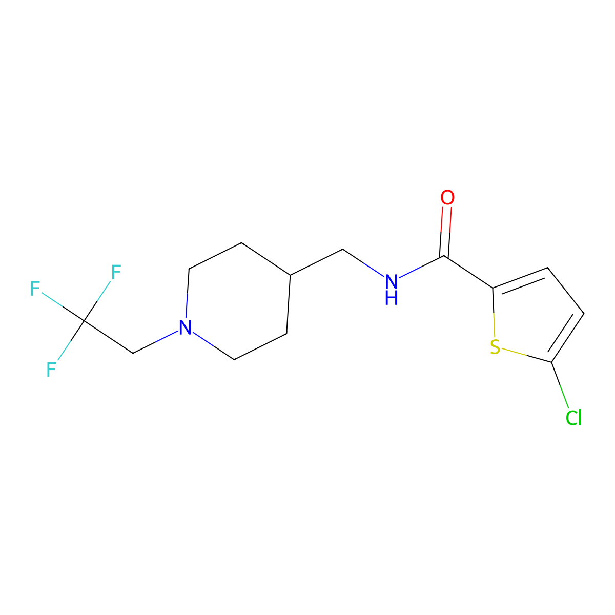 5-chloro-N-{[1-(2,2,2-trifluoroethyl)piperidin-4-yl]methyl}thiophene-2-carboxamide molecular structure, CAS 2309555-55-1