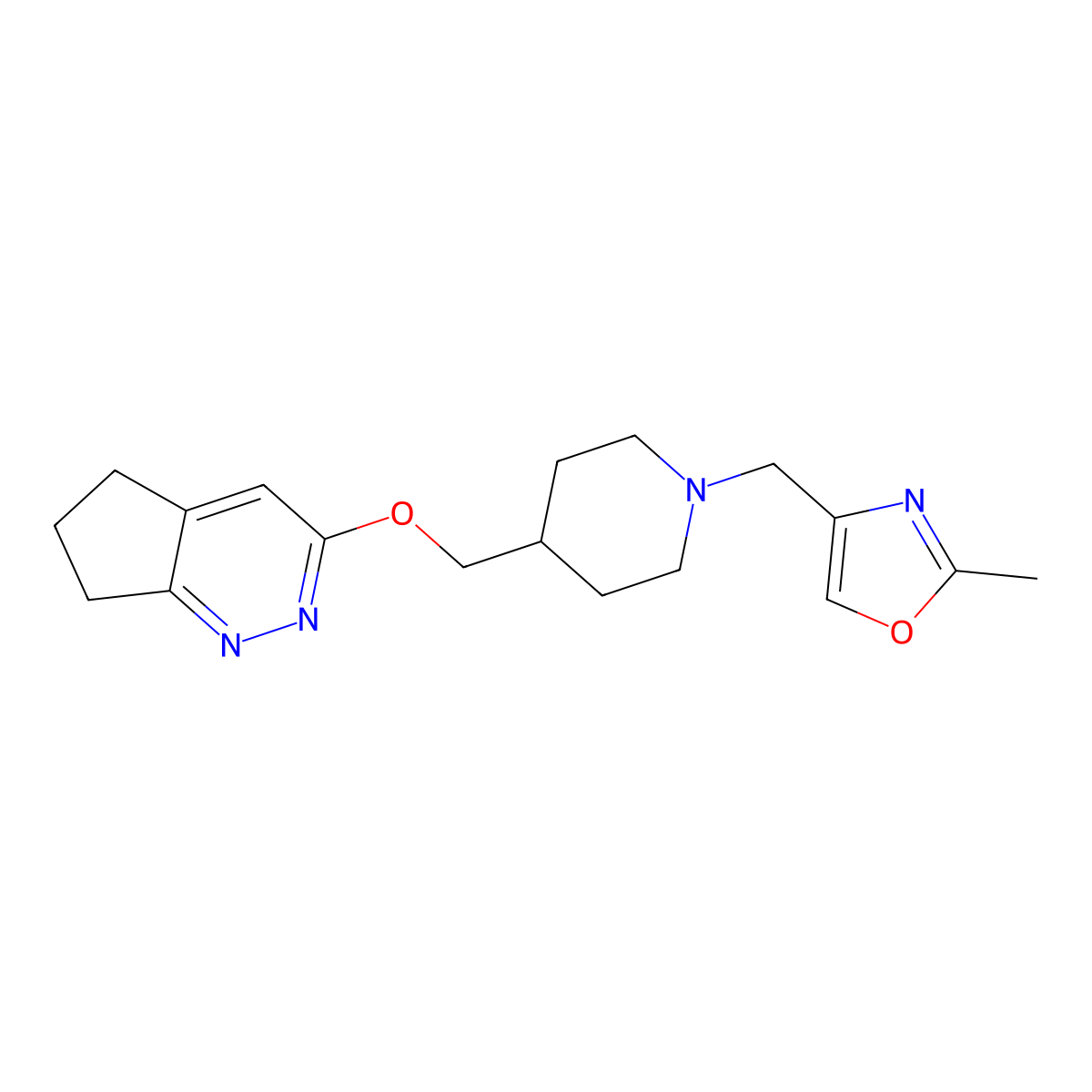 4-({5H,6H,7H-cyclopenta[c]pyridazin-3-yloxy}methyl)-1-[(2-methyl-1,3-oxazol-4-yl)methyl]piperidine molecular structure, CAS 2309555-83-5