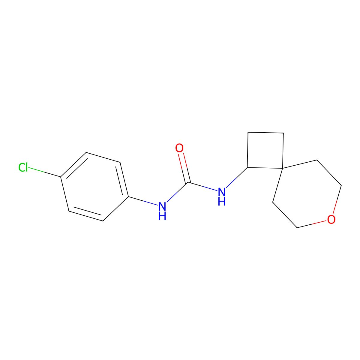 1-(4-Chlorophenyl)-3-{7-oxaspiro[3.5]nonan-1-yl}urea molecular structure, CAS 2309556-02-1