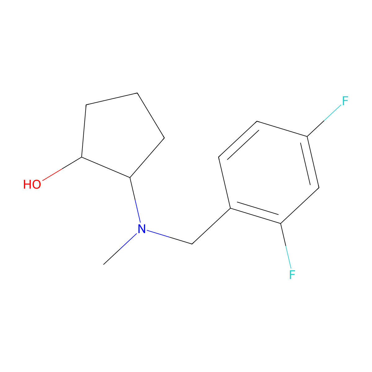 2-{[(2,4-Difluorophenyl)methyl](methyl)amino}cyclopentan-1-ol molecular structure, CAS 2309556-13-4