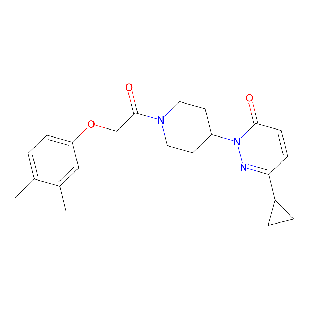 6-Cyclopropyl-2-{1-[2-(3,4-dimethylphenoxy)acetyl]piperidin-4-yl}-2,3-dihydropyridazin-3-one molecular structure, CAS 2309556-23-6