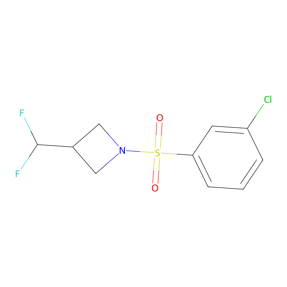 1-(3-Chlorobenzenesulfonyl)-3-(difluoromethyl)azetidine molecular structure, CAS 2309556-41-8