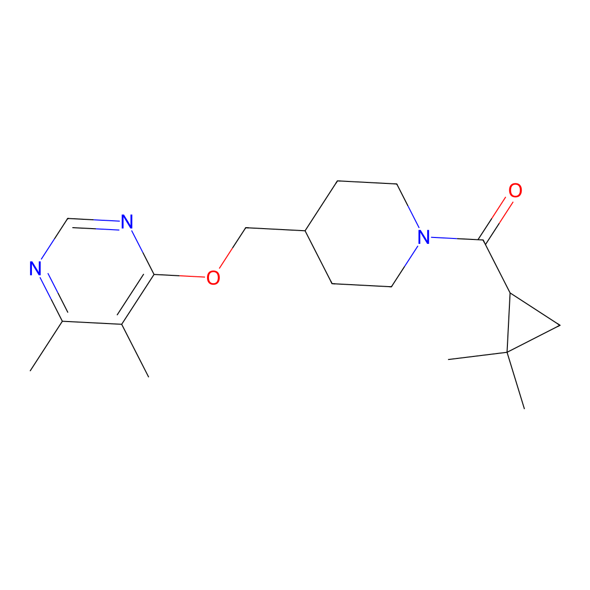 4-{[1-(2,2-Dimethylcyclopropanecarbonyl)piperidin-4-yl]methoxy}-5,6-dimethylpyrimidine molecular structure, CAS 2309556-76-9