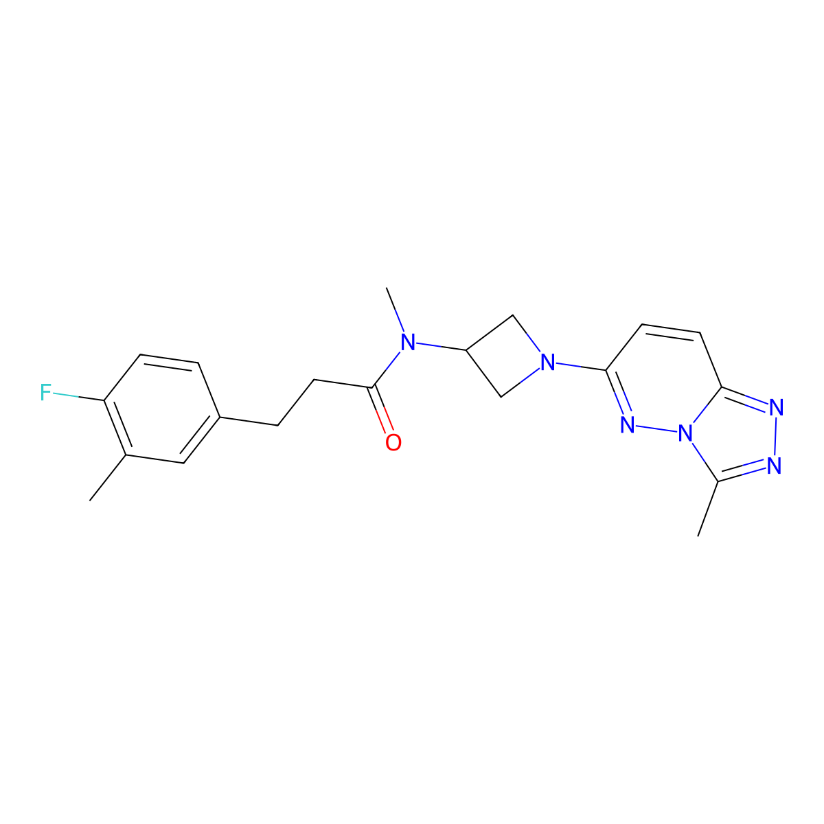 3-(4-fluoro-3-methylphenyl)-N-methyl-N-(1-{3-methyl-[1,2,4]triazolo[4,3-b]pyridazin-6-yl}azetidin-3-yl)propanamide molecular structure, CAS 2309556-99-6