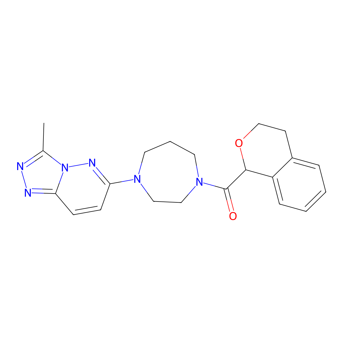 1-(3,4-dihydro-1H-2-benzopyran-1-carbonyl)-4-{3-methyl-[1,2,4]triazolo[4,3-b]pyridazin-6-yl}-1,4-diazepane molecular structure, CAS 2309557-09-1