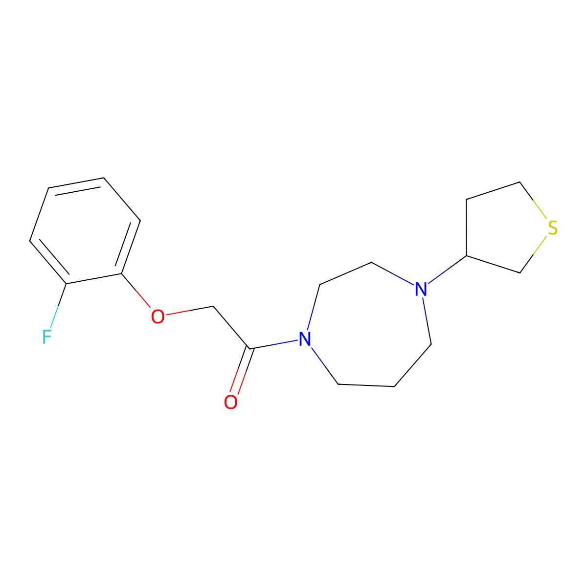 2-(2-Fluorophenoxy)-1-[4-(thiolan-3-yl)-1,4-diazepan-1-yl]ethan-1-one molecular structure, CAS 2309557-14-8
