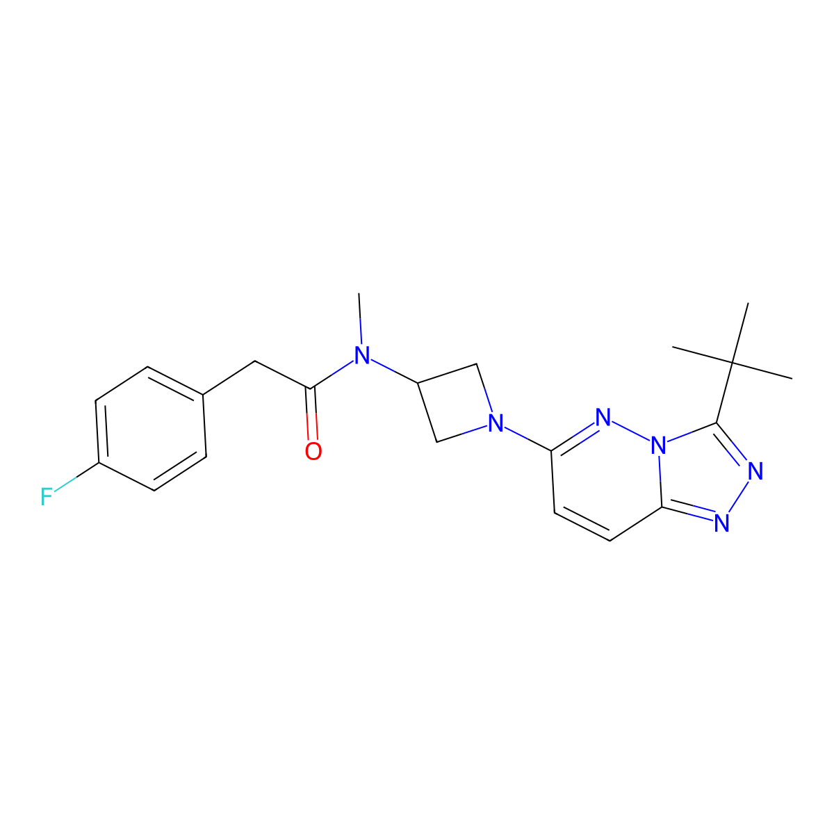 N-(1-{3-tert-butyl-[1,2,4]triazolo[4,3-b]pyridazin-6-yl}azetidin-3-yl)-2-(4-fluorophenyl)-N-methylacetamide molecular structure, CAS 2309557-28-4