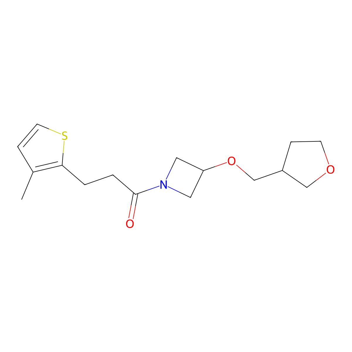 3-(3-Methylthiophen-2-yl)-1-{3-[(oxolan-3-yl)methoxy]azetidin-1-yl}propan-1-one molecular structure, CAS 2309557-33-1