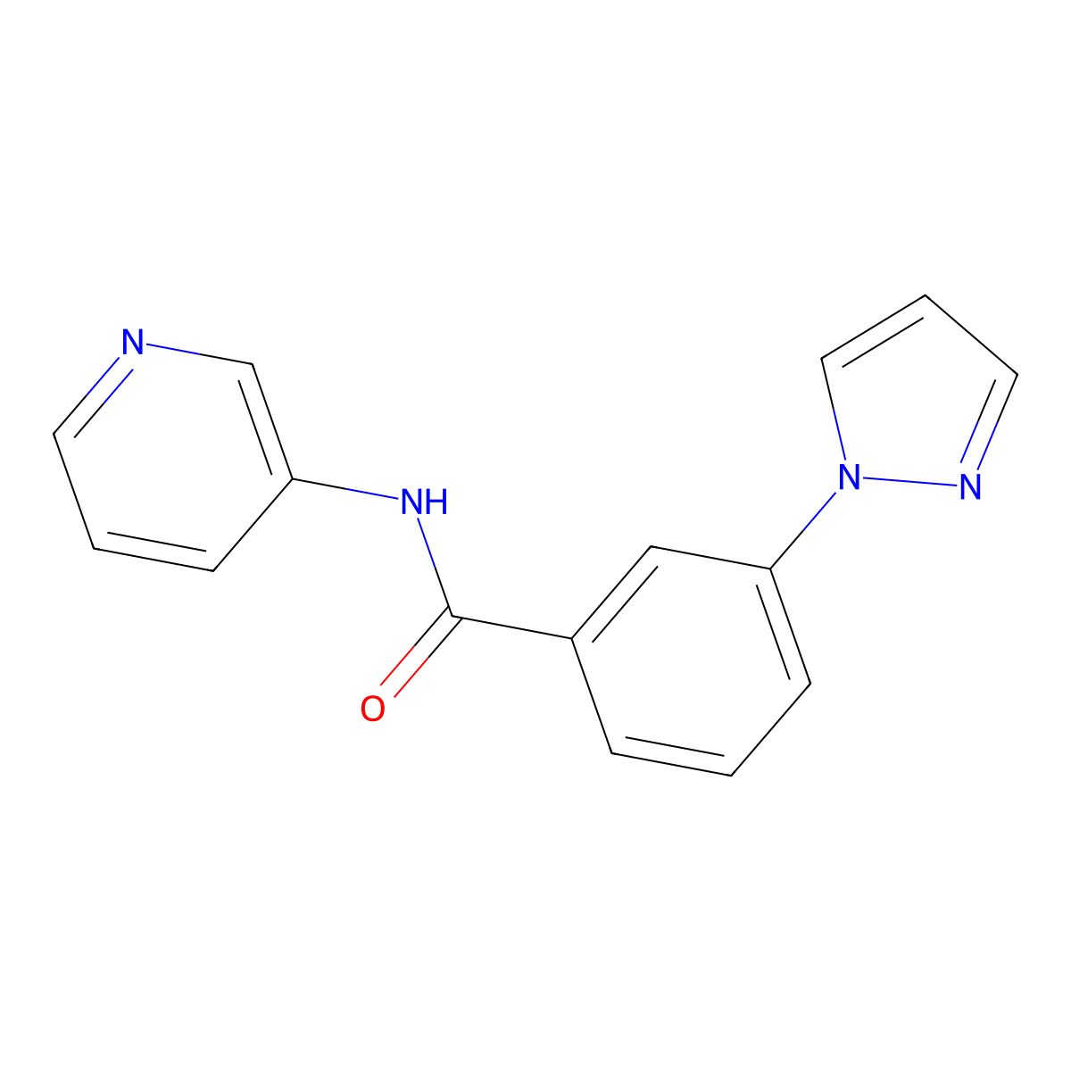 3-(1H-pyrazol-1-yl)-N-(pyridin-3-yl)benzamide molecular structure, CAS 2309557-38-6