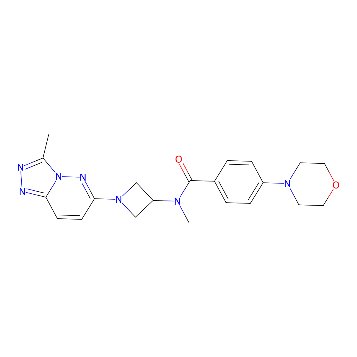 N-methyl-N-(1-(3-methyl-[1,2,4]triazolo[4,3-b]pyridazin-6-yl)azetidin-3-yl)-4-morpholinobenzamide molecular structure, CAS 2309557-76-2