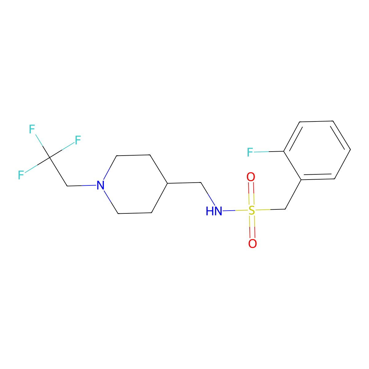 1-(2-fluorophenyl)-N-{[1-(2,2,2-trifluoroethyl)piperidin-4-yl]methyl}methanesulfonamide molecular structure, CAS 2309568-26-9