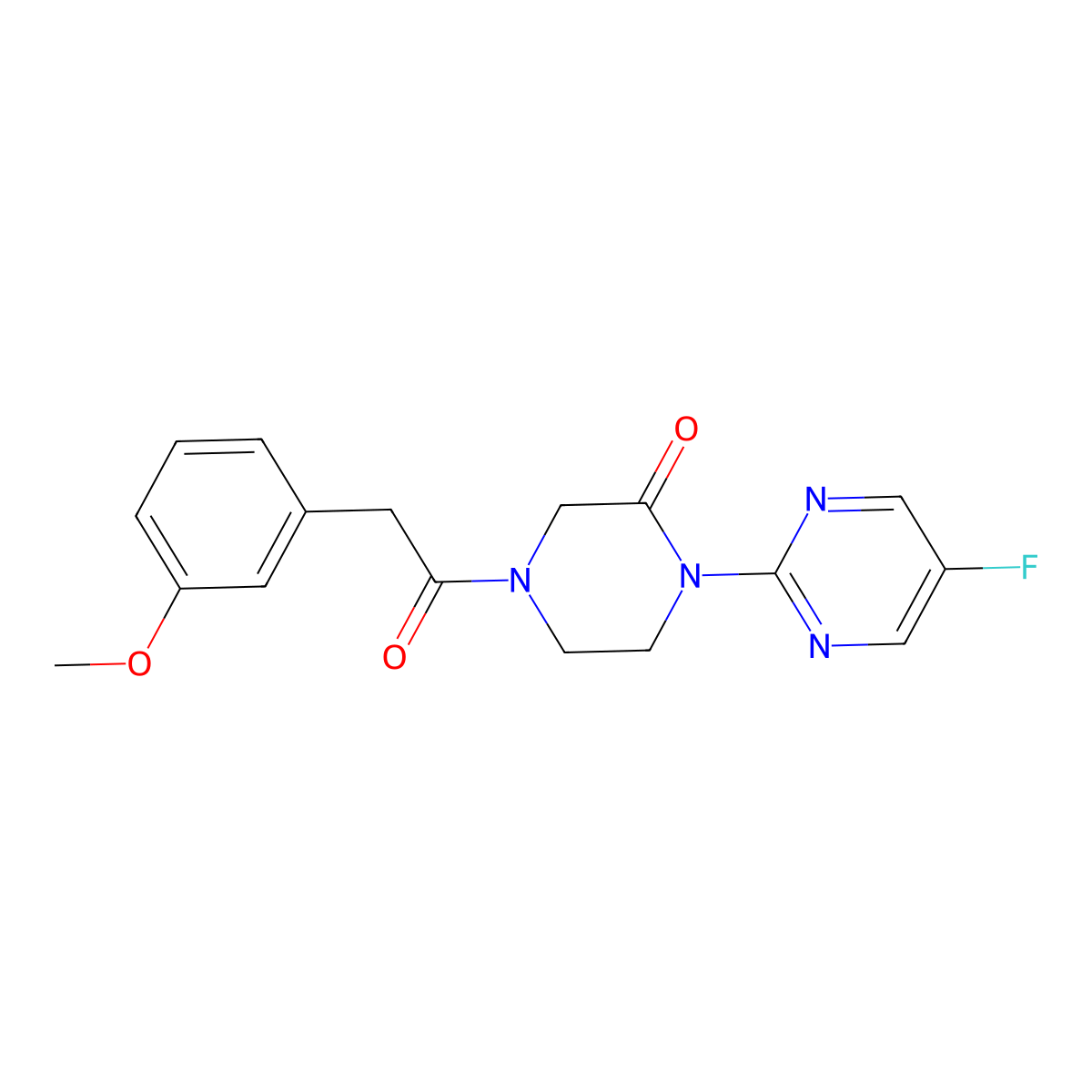 1-(5-Fluoropyrimidin-2-yl)-4-[2-(3-methoxyphenyl)acetyl]piperazin-2-one molecular structure, CAS 2309568-59-8