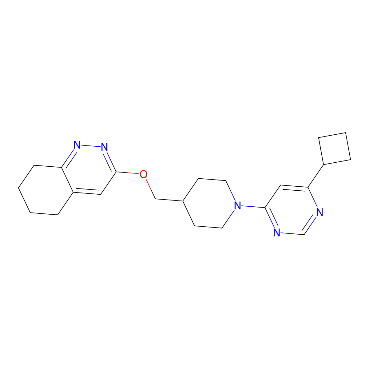 3-{[1-(6-Cyclobutylpyrimidin-4-yl)piperidin-4-yl]methoxy}-5,6,7,8-tetrahydrocinnoline molecular structure, CAS 2309568-90-7