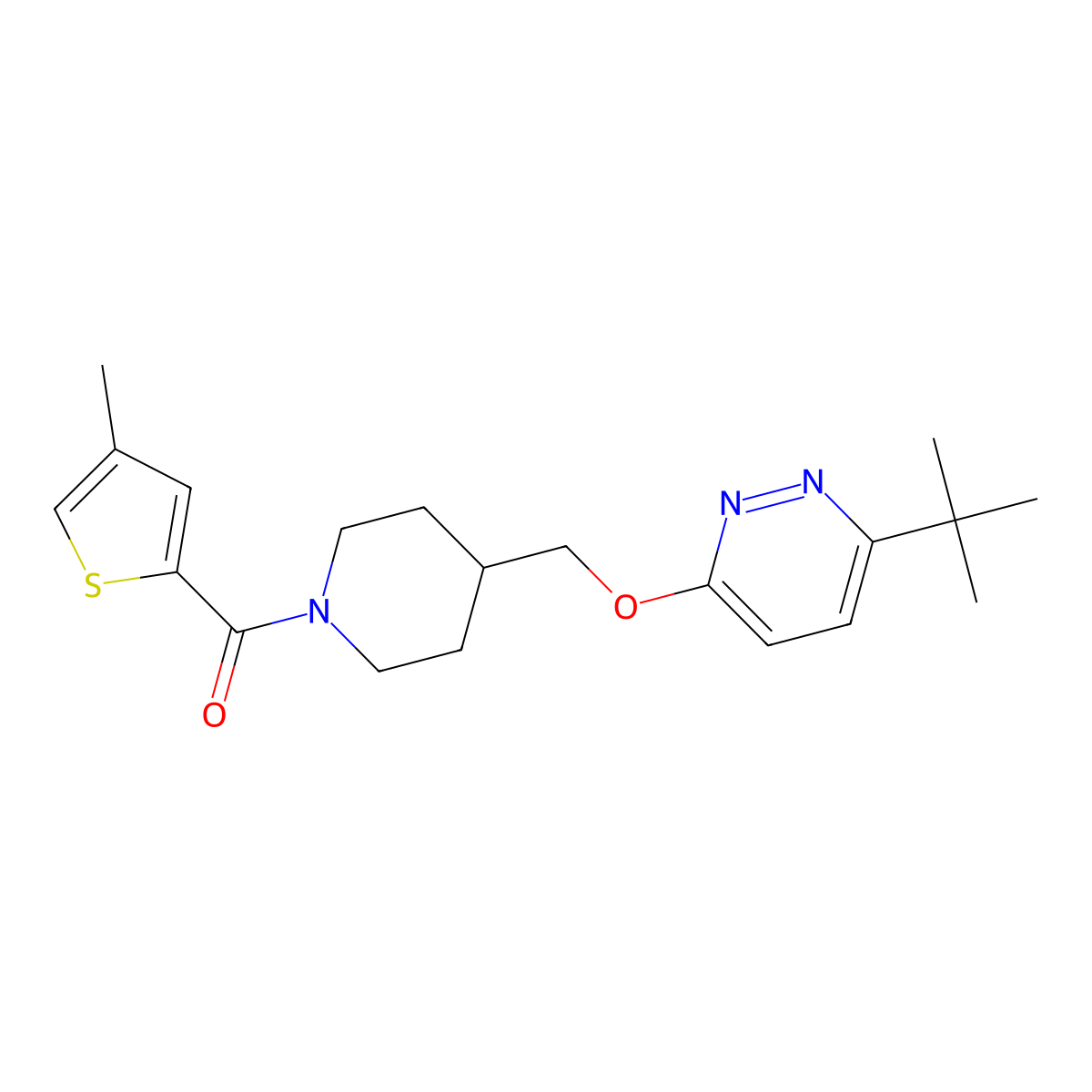 3-Tert-butyl-6-{[1-(4-methylthiophene-2-carbonyl)piperidin-4-yl]methoxy}pyridazine molecular structure, CAS 2309569-04-6