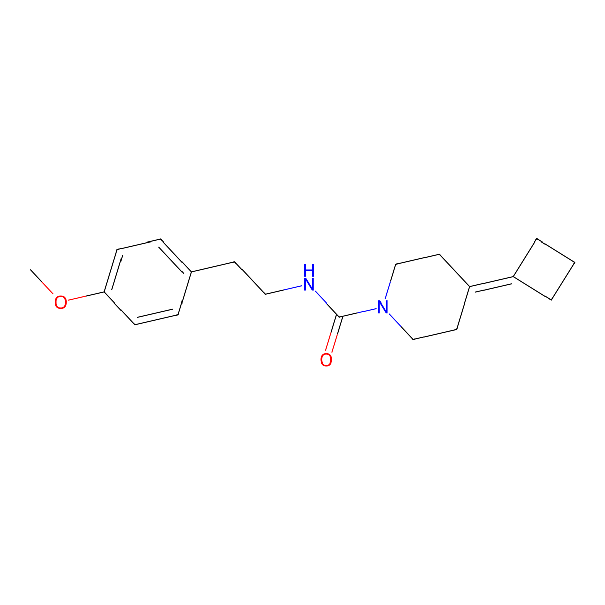4-Cyclobutylidene-N-[2-(4-methoxyphenyl)ethyl]piperidine-1-carboxamide molecular structure, CAS 2309569-21-7
