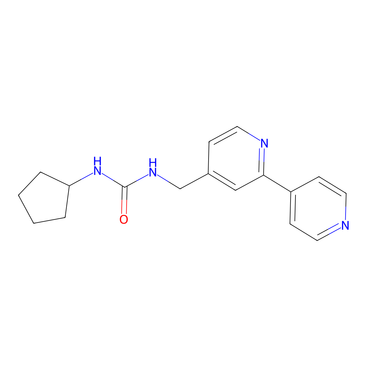 1-({[2,4'-Bipyridine]-4-yl}methyl)-3-cyclopentylurea molecular structure, CAS 2309569-42-2