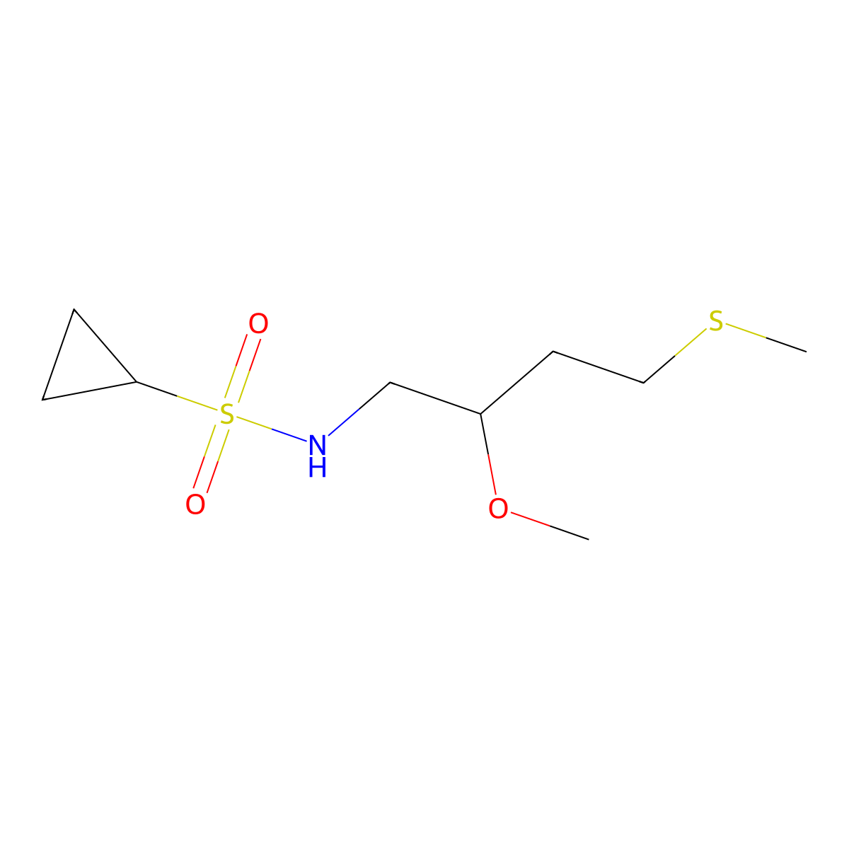 N-[2-methoxy-4-(methylsulfanyl)butyl]cyclopropanesulfonamide molecular structure, CAS 2309569-64-8