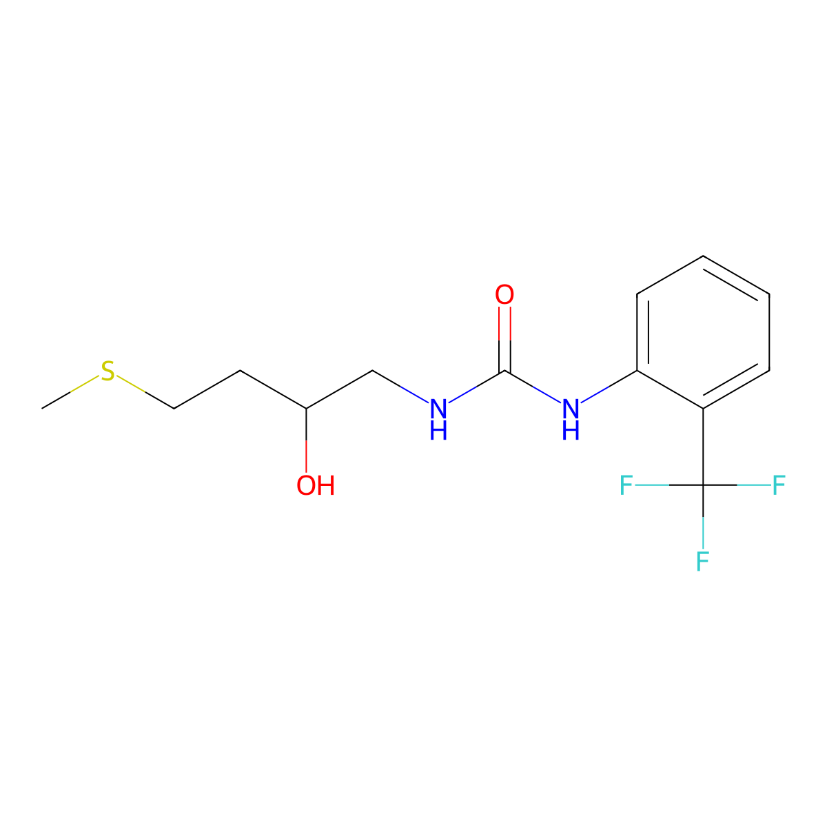 3-[2-Hydroxy-4-(methylsulfanyl)butyl]-1-[2-(trifluoromethyl)phenyl]urea molecular structure, CAS 2309569-83-1
