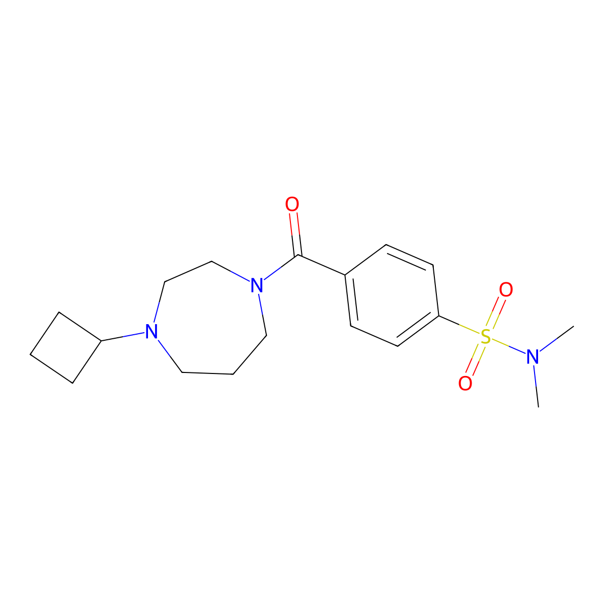 4-(4-cyclobutyl-1,4-diazepane-1-carbonyl)-N,N-dimethylbenzene-1-sulfonamide molecular structure, CAS 2309569-87-5