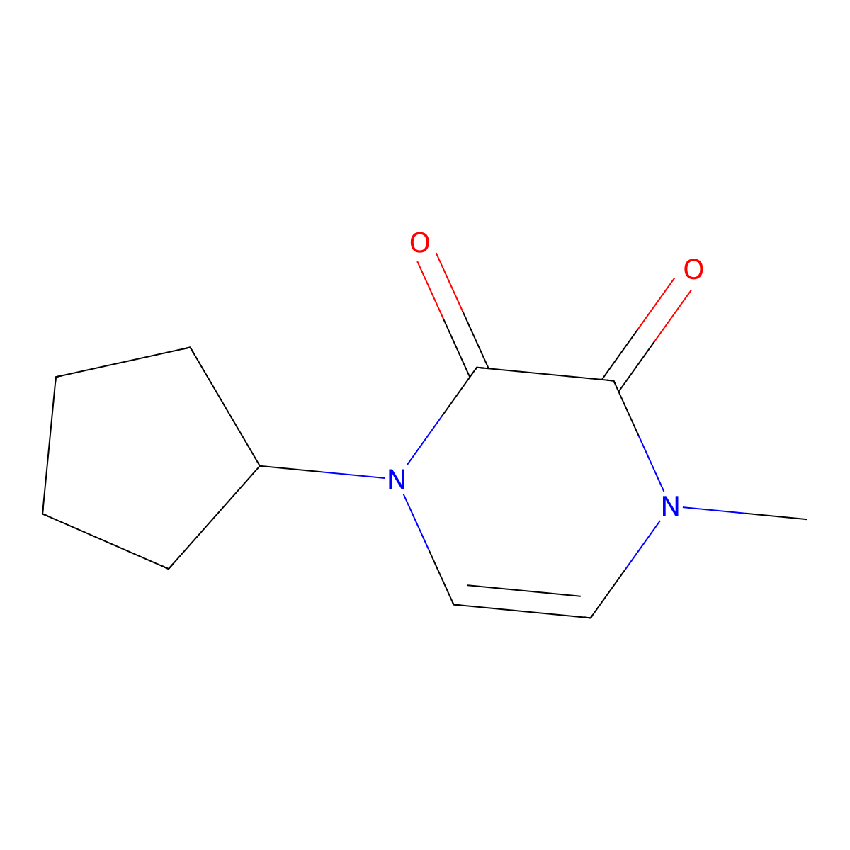 1-Cyclopentyl-4-methyl-1,4-dihydropyrazine-2,3-dione molecular structure, CAS 2309569-94-4