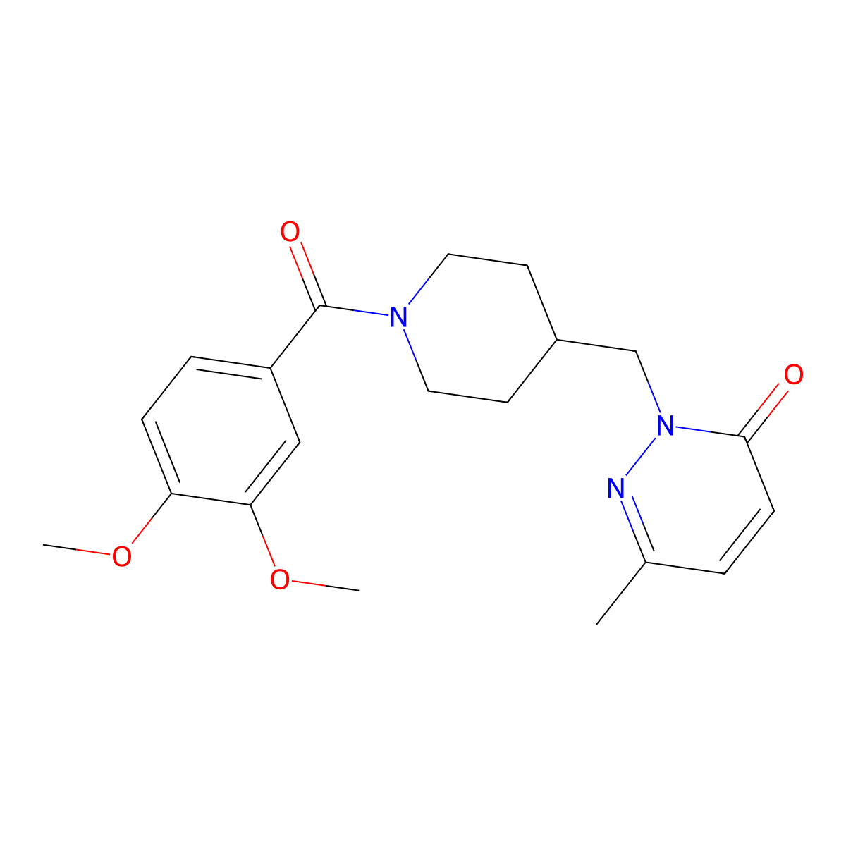 2-((1-(3,4-dimethoxybenzoyl)piperidin-4-yl)methyl)-6-methylpyridazin-3(2H)-one molecular structure, CAS 2309569-97-7