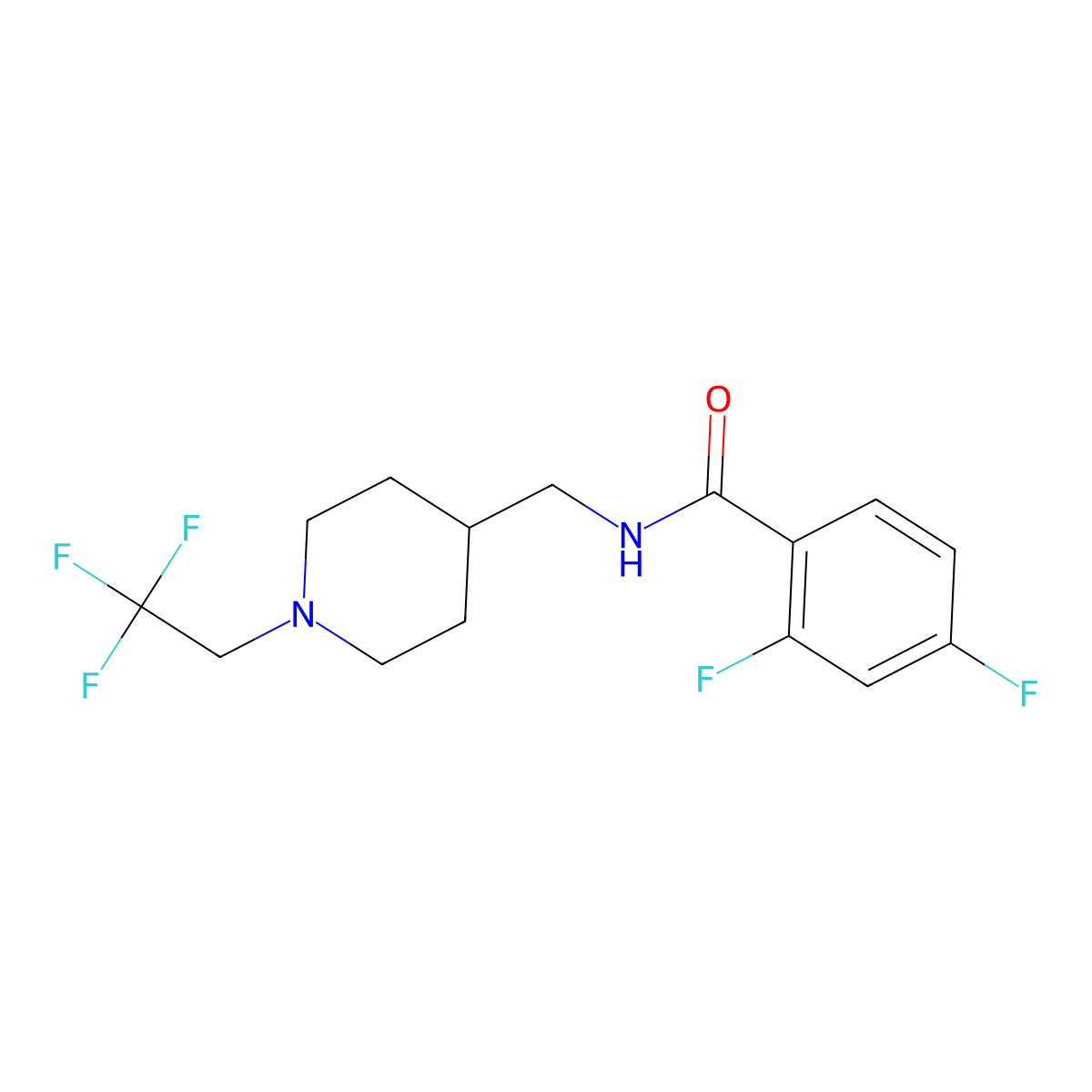 2,4-difluoro-N-{[1-(2,2,2-trifluoroethyl)piperidin-4-yl]methyl}benzamide molecular structure, CAS 2309570-10-1