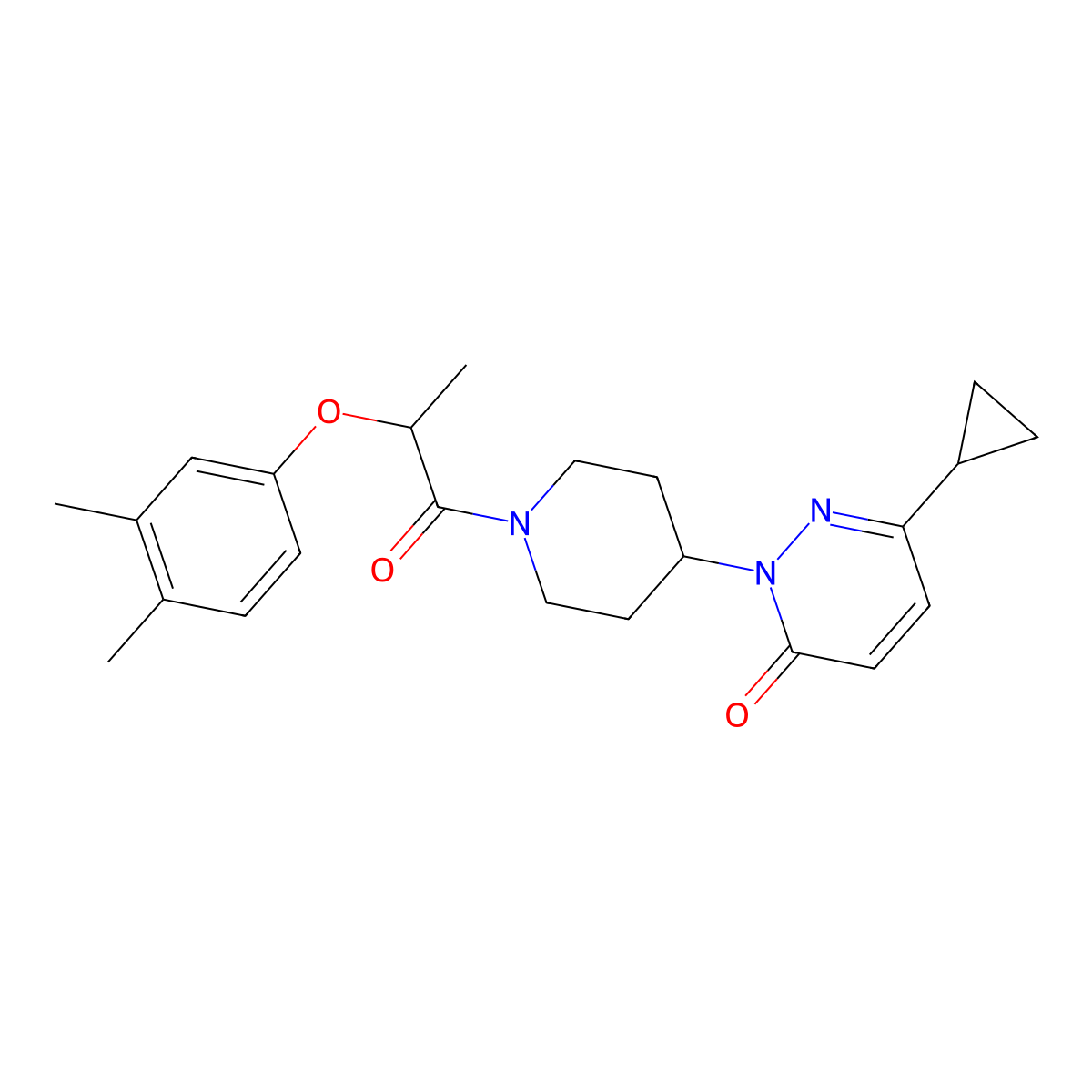 6-Cyclopropyl-2-{1-[2-(3,4-dimethylphenoxy)propanoyl]piperidin-4-yl}-2,3-dihydropyridazin-3-one molecular structure, CAS 2309570-43-0