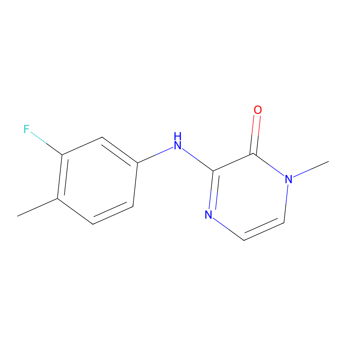 3-((3-fluoro-4-methylphenyl)amino)-1-methylpyrazin-2(1H)-one molecular structure, CAS 2309570-46-3