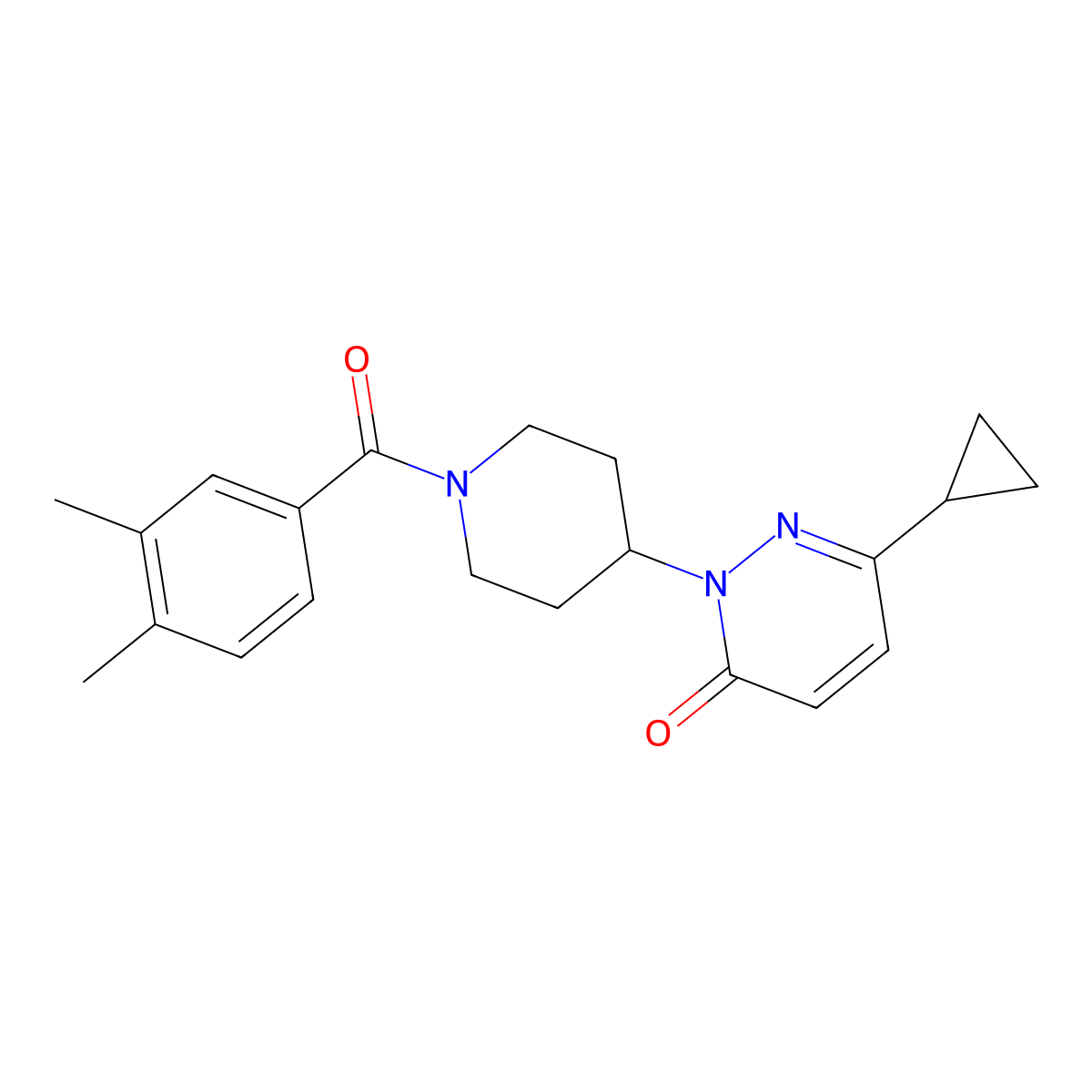 6-Cyclopropyl-2-[1-(3,4-dimethylbenzoyl)piperidin-4-yl]-2,3-dihydropyridazin-3-one molecular structure, CAS 2309570-69-0