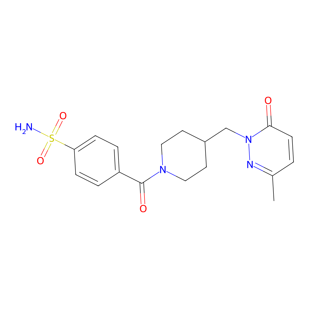 4-(4-((3-methyl-6-oxopyridazin-1(6H)-yl)methyl)piperidine-1-carbonyl)benzenesulfonamide molecular structure, CAS 2309570-72-5