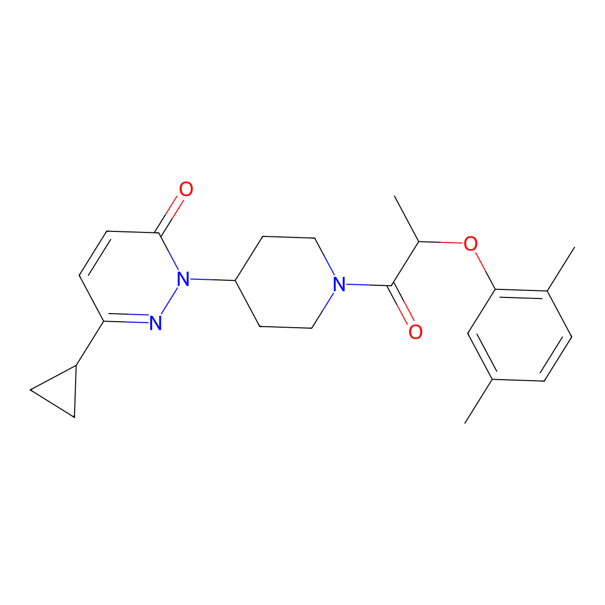 6-Cyclopropyl-2-{1-[2-(2,5-dimethylphenoxy)propanoyl]piperidin-4-yl}-2,3-dihydropyridazin-3-one molecular structure, CAS 2309570-76-9