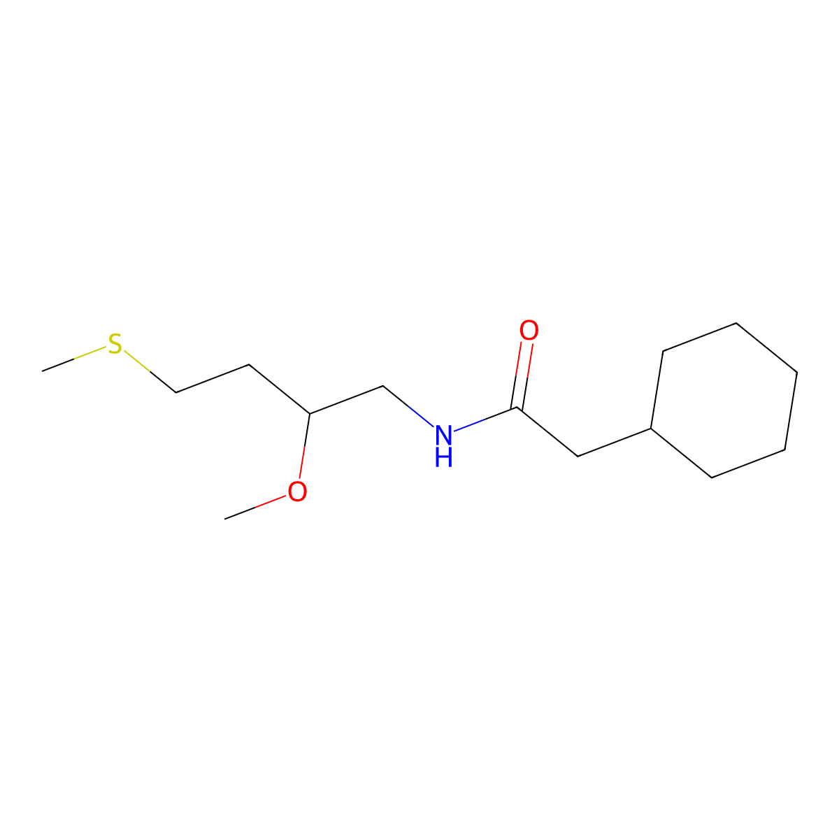 2-cyclohexyl-N-[2-methoxy-4-(methylsulfanyl)butyl]acetamide molecular structure, CAS 2309570-80-5