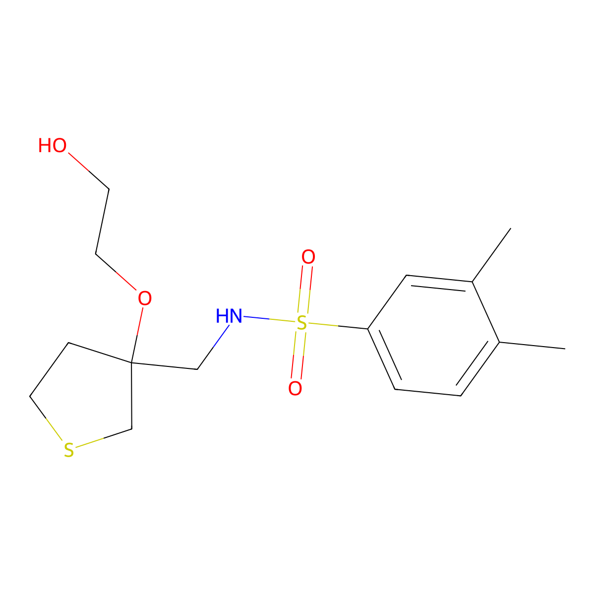 N-{[3-(2-hydroxyethoxy)thiolan-3-yl]methyl}-3,4-dimethylbenzene-1-sulfonamide molecular structure, CAS 2309570-81-6