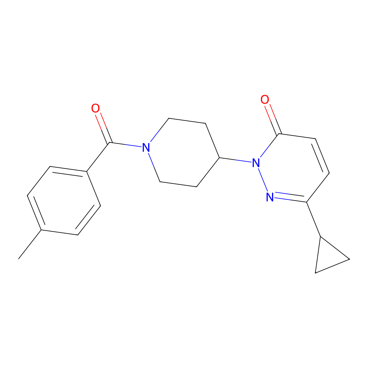 6-Cyclopropyl-2-[1-(4-methylbenzoyl)piperidin-4-yl]-2,3-dihydropyridazin-3-one molecular structure, CAS 2309570-94-1