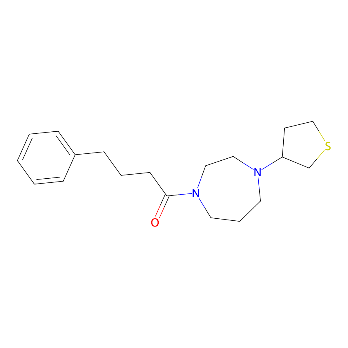4-Phenyl-1-[4-(thiolan-3-yl)-1,4-diazepan-1-yl]butan-1-one molecular structure, CAS 2309571-18-2