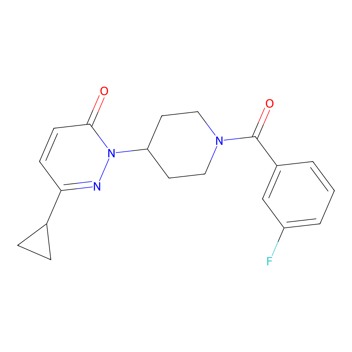 6-Cyclopropyl-2-[1-(3-fluorobenzoyl)piperidin-4-yl]-2,3-dihydropyridazin-3-one molecular structure, CAS 2309571-24-0