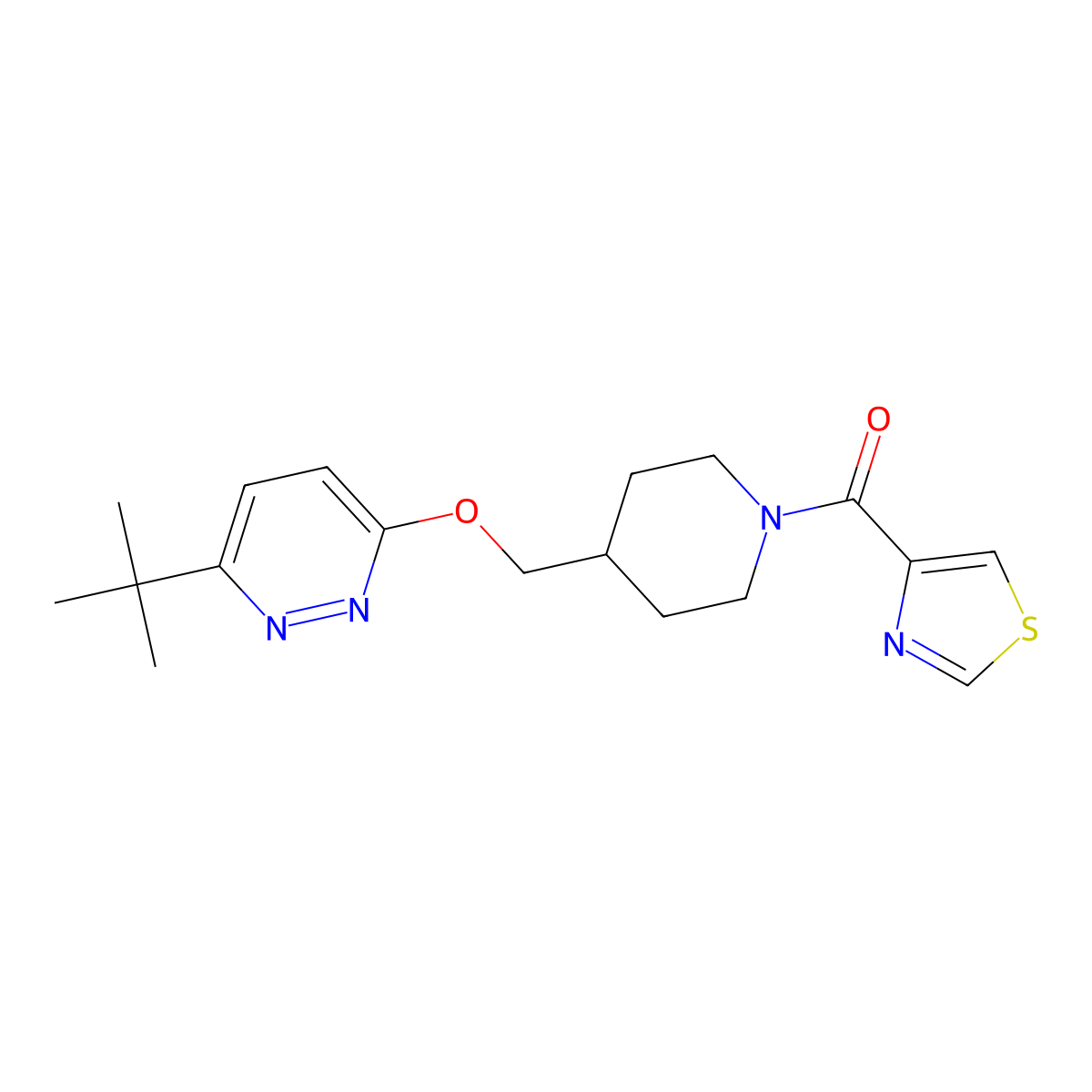 3-Tert-butyl-6-{[1-(1,3-thiazole-4-carbonyl)piperidin-4-yl]methoxy}pyridazine molecular structure, CAS 2309571-37-5