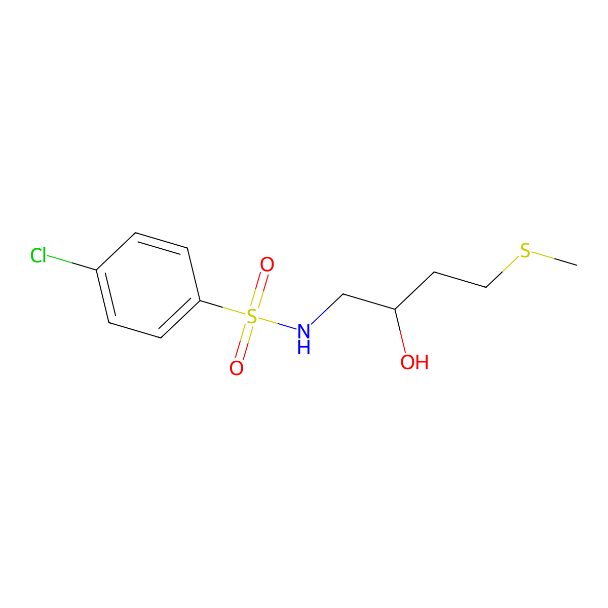 4-chloro-N-[2-hydroxy-4-(methylsulfanyl)butyl]benzene-1-sulfonamide molecular structure, CAS 2309571-42-2