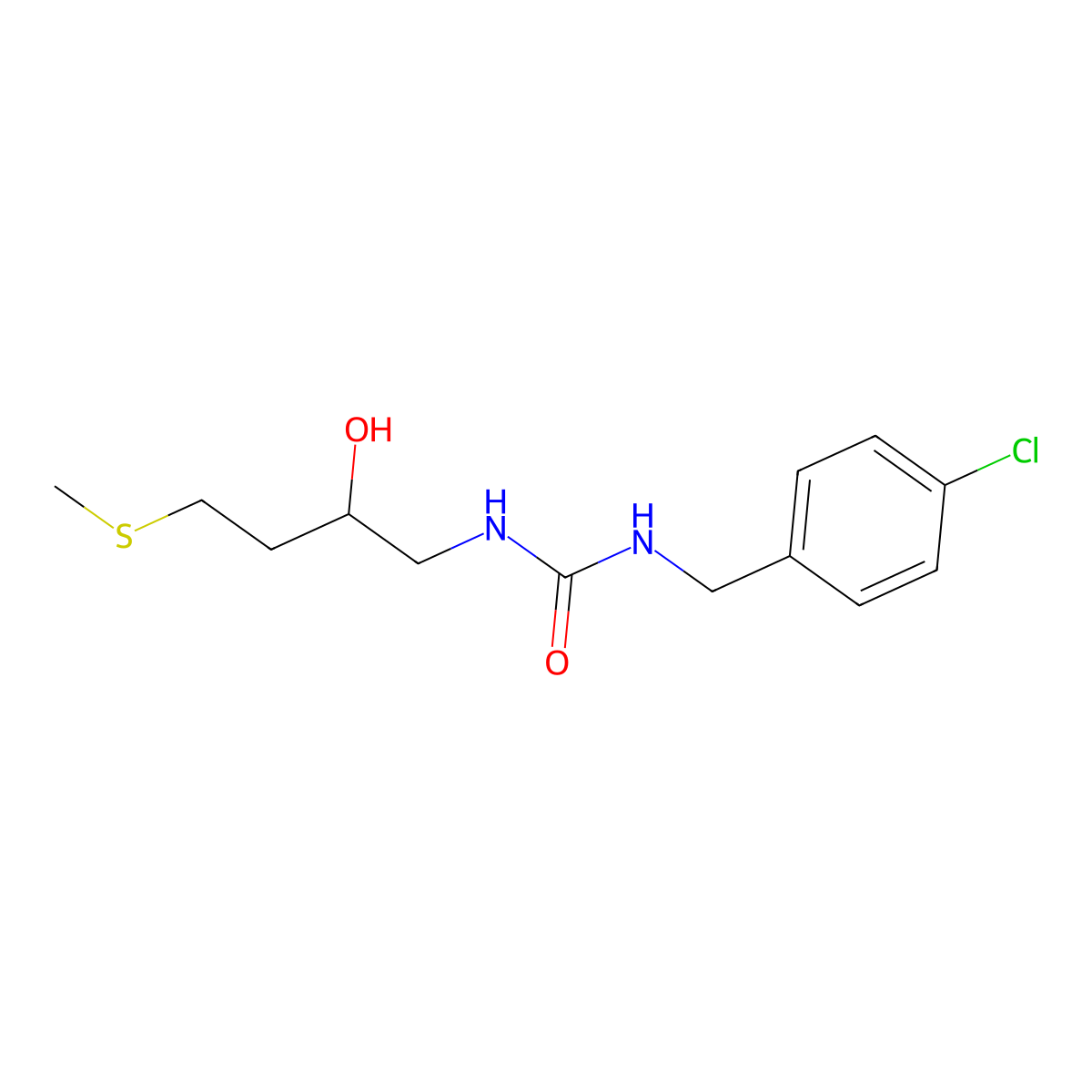 1-[(4-Chlorophenyl)methyl]-3-[2-hydroxy-4-(methylsulfanyl)butyl]urea molecular structure, CAS 2309571-61-5